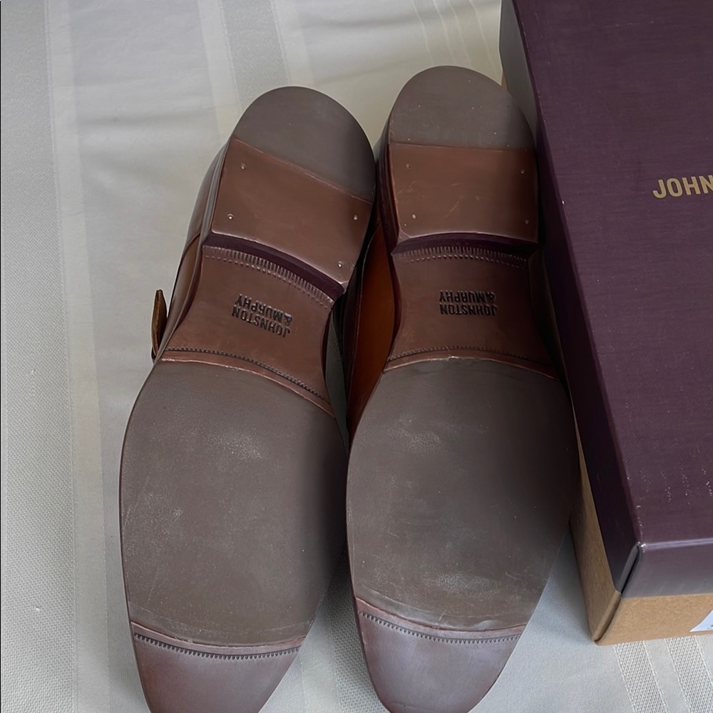 Johnston & Murphy Men's Tan Italian Sheepskin Leather Dress Shoes, Size 11.5M - Picture 6 of 7